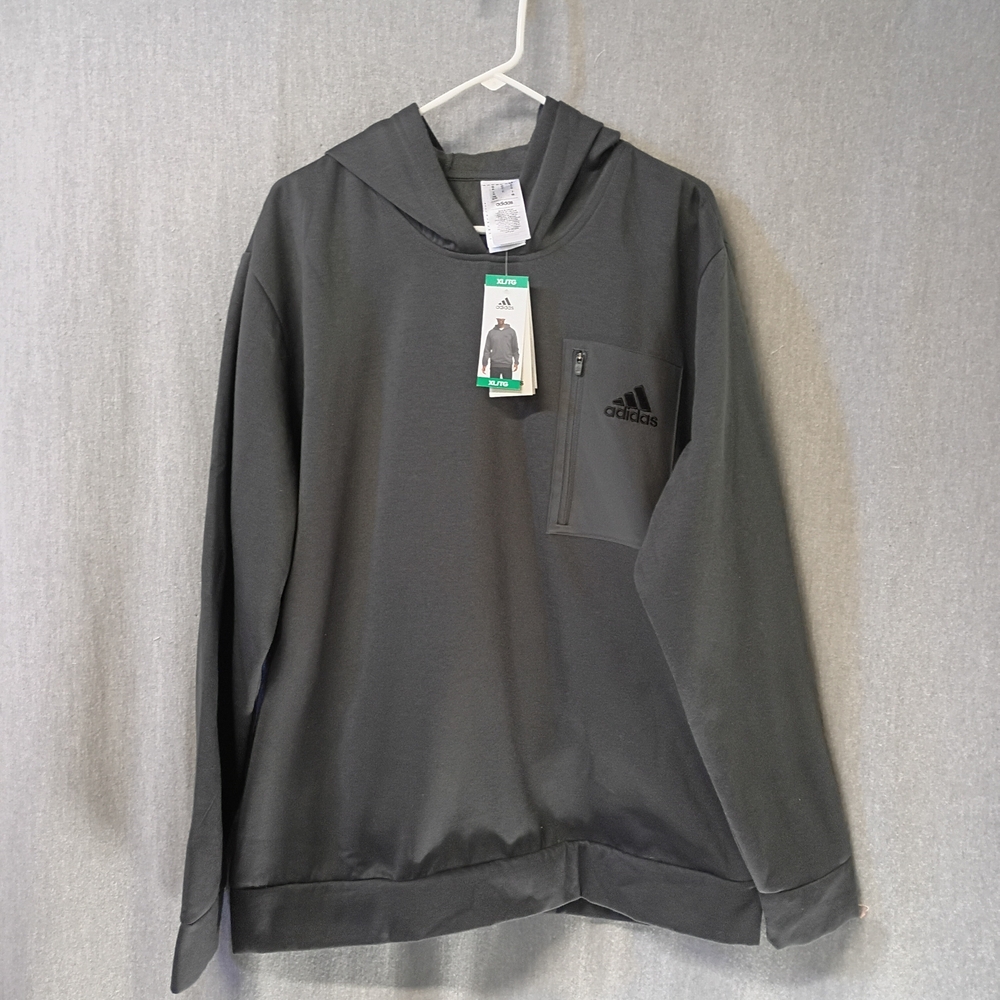 Adidas Mens XL NWT Pullover Hoodie w/Side Pockets & Front Zipper Pocket